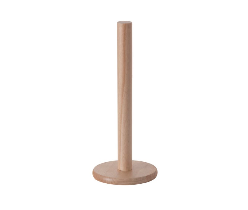 Kitchen Roll Holder, Beech Wood Solid Beech Paper Towel Stand with Sturdy Base, Freestanding Kitchen Countertop Tissue Holder for Easy One-Handed Access and Tidy Worktops - Image 1