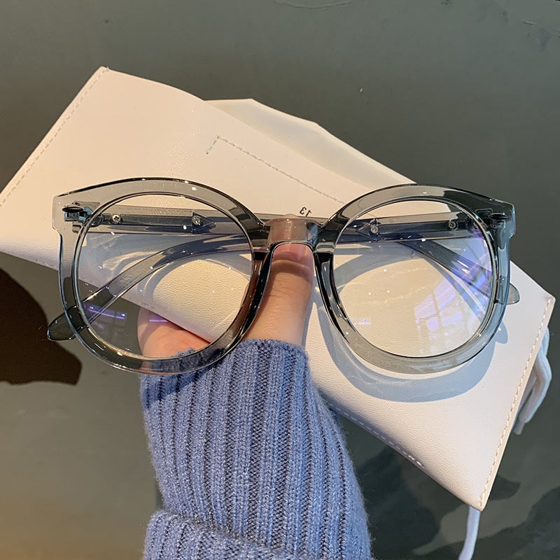 Internet Popular Korean Style Black Thick Frame Vintage Artistic Plain Plain Glasses Frame Women'S Big Round Face Slim Glasses Frame Men'S - Image 1