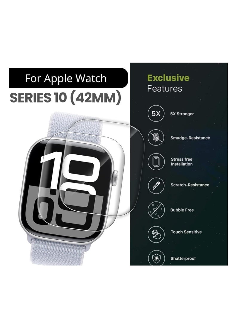 O Ozone Screen Protector for Apple Watch Series 10 42mm Premium TPU Soft Full Coverage Film [2 Pack] Full Screen Coverage Bubble Free Anti-Scratch HD Film  - Image 2