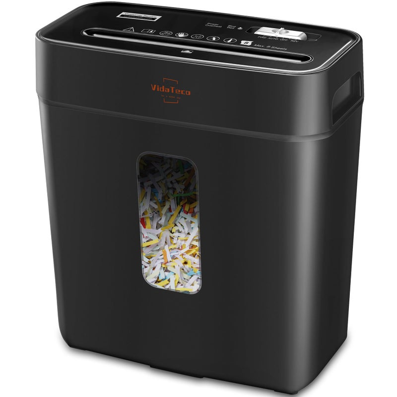 VidaTeco Paper Shredder for Home Use 6-Sheet Cross-Cut Shredder,Also Shred Card/Clip/Staple,P-4 Higher Security,Small Document Shredding Machine for Office,Heavy Duty with Jam Proof,3.04-Gal Bin - Image 1