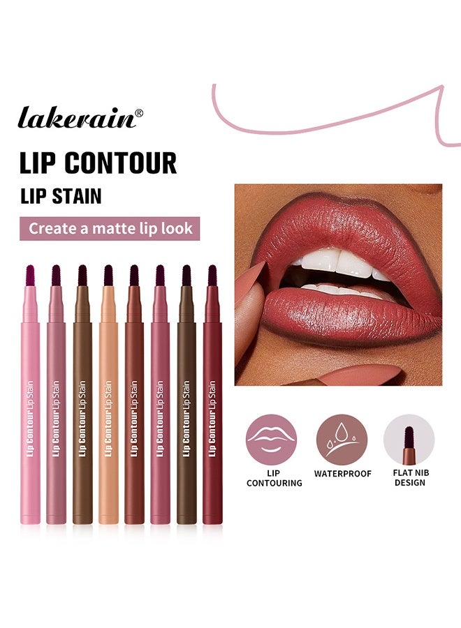 lakerain Lip Contour Lip Stain, 2-IN-1 Lip Stain & Liner, Longwear Liquid Lip Liner Stain Marker Pen Long Lasting Waterproof  #1 Soft Pink - Image 4