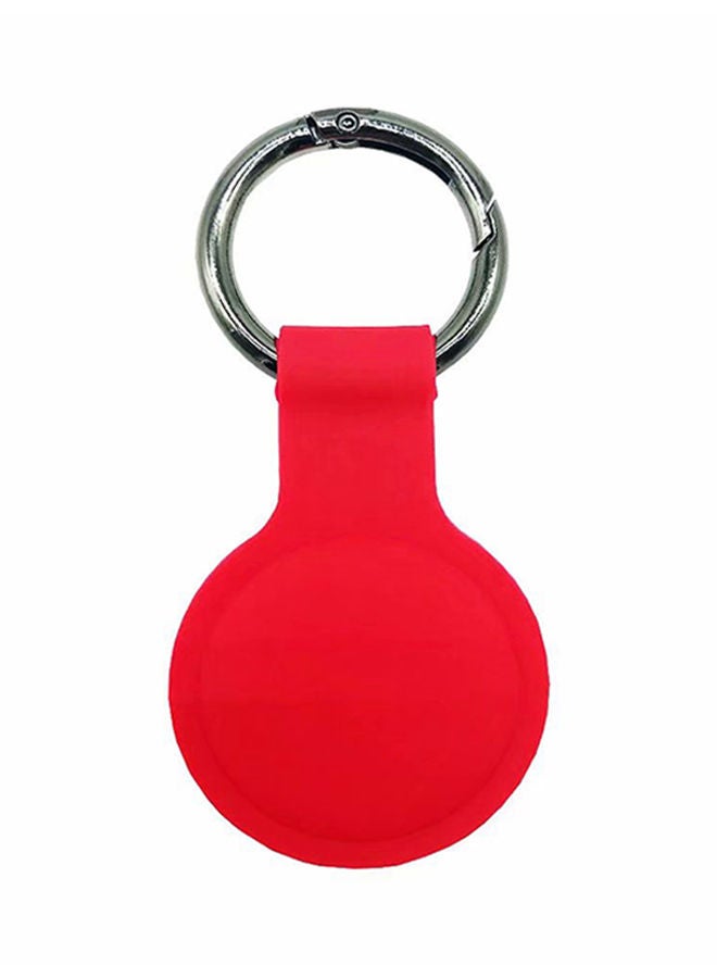 NIBEMINENT Silicone Protective Case Cover for Apple Airtag Smart Tracker Red/Silver - Image 2