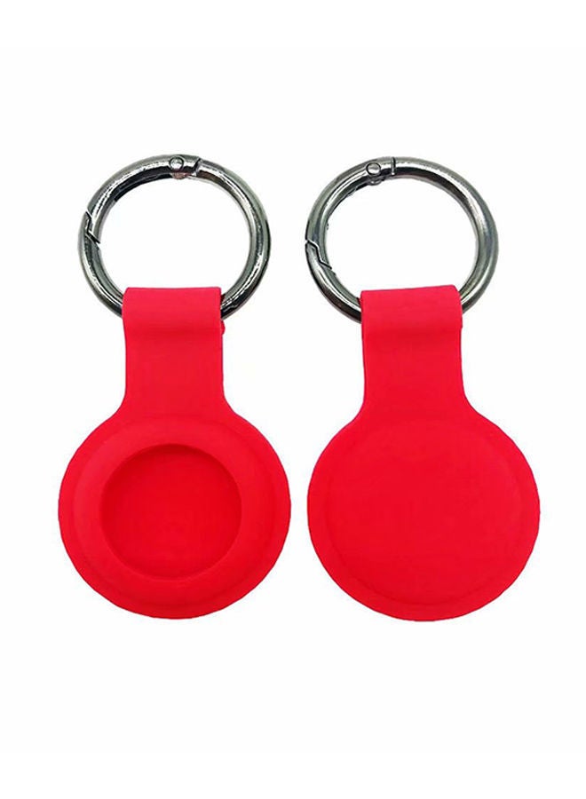 NIBEMINENT Silicone Protective Case Cover for Apple Airtag Smart Tracker Red/Silver - Image 4