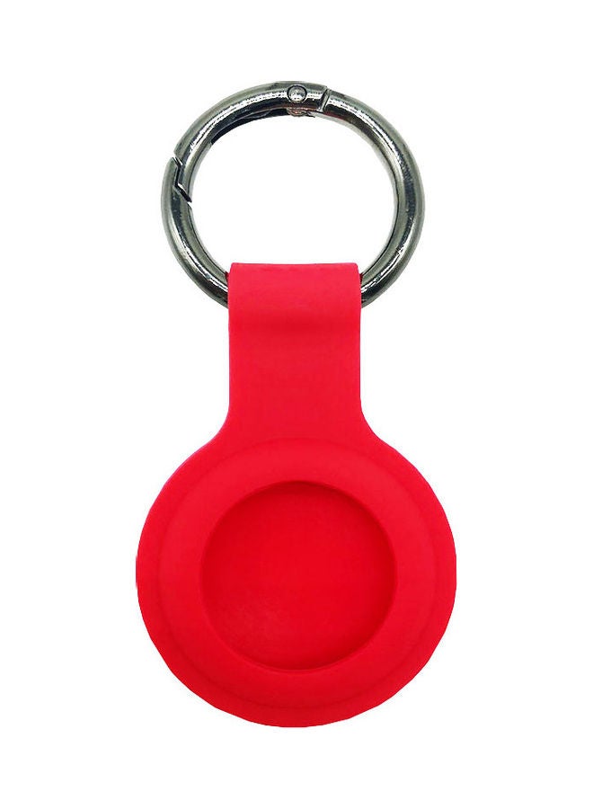 NIBEMINENT Silicone Protective Case Cover for Apple Airtag Smart Tracker Red/Silver - Image 3