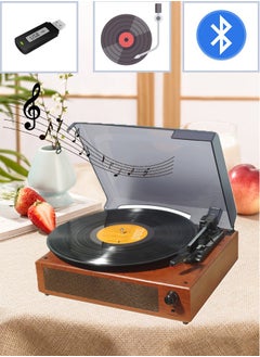 Record Player Portable Suitcase Record Player Blutooth 3-Speed Vintage Turntable Built-in 2 Stereo Speakers