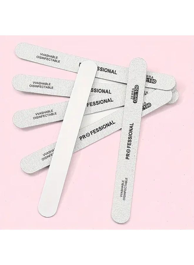20pcs Single Sided Nail Files Grit 100 180 Stainless Steel Handle For Manicure Pedicure - Image 5