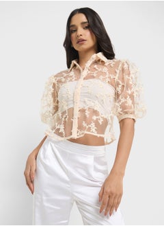 ELLA Sheer Button Down Shirt  - Image 1