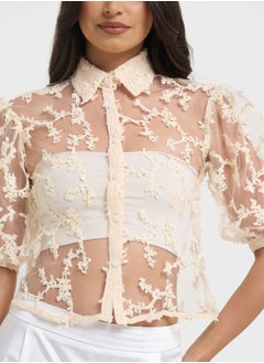 ELLA Sheer Button Down Shirt  - Image 3