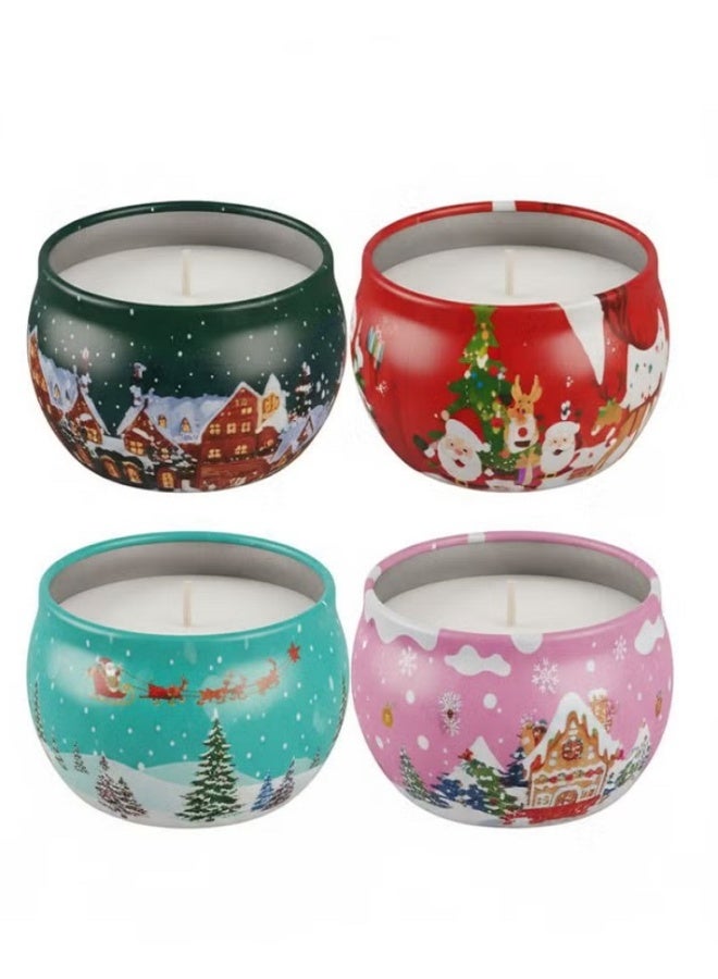 سينتد كاندلز مجموعة هدايا الكريسماس المكونة من 4 شموع معطرة، شمع الصويا الطبيعي 70 جرام - شموع هدايا الكريسماس، 4 روائح (أشكال متنوعة) - Image 1