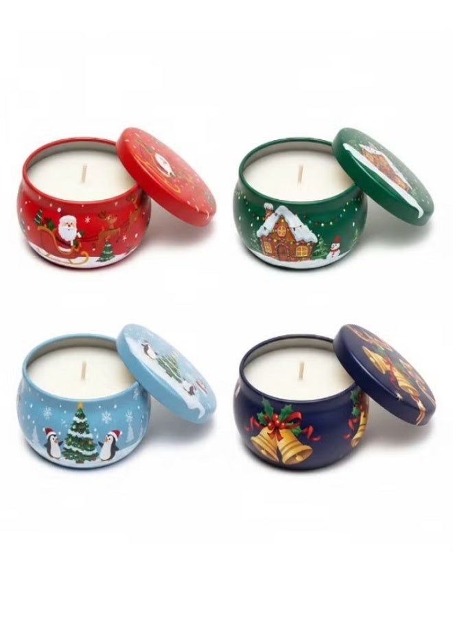 سينتد كاندلز مجموعة هدايا الكريسماس المكونة من 4 شموع معطرة، شمع الصويا الطبيعي 70 جرام - شموع هدايا الكريسماس، 4 روائح (أشكال متنوعة) - Image 2