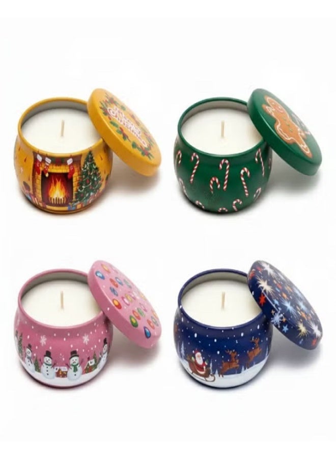 سينتد كاندلز مجموعة هدايا الكريسماس المكونة من 4 شموع معطرة، شمع الصويا الطبيعي 70 جرام - شموع هدايا الكريسماس، 4 روائح (أشكال متنوعة) - Image 3