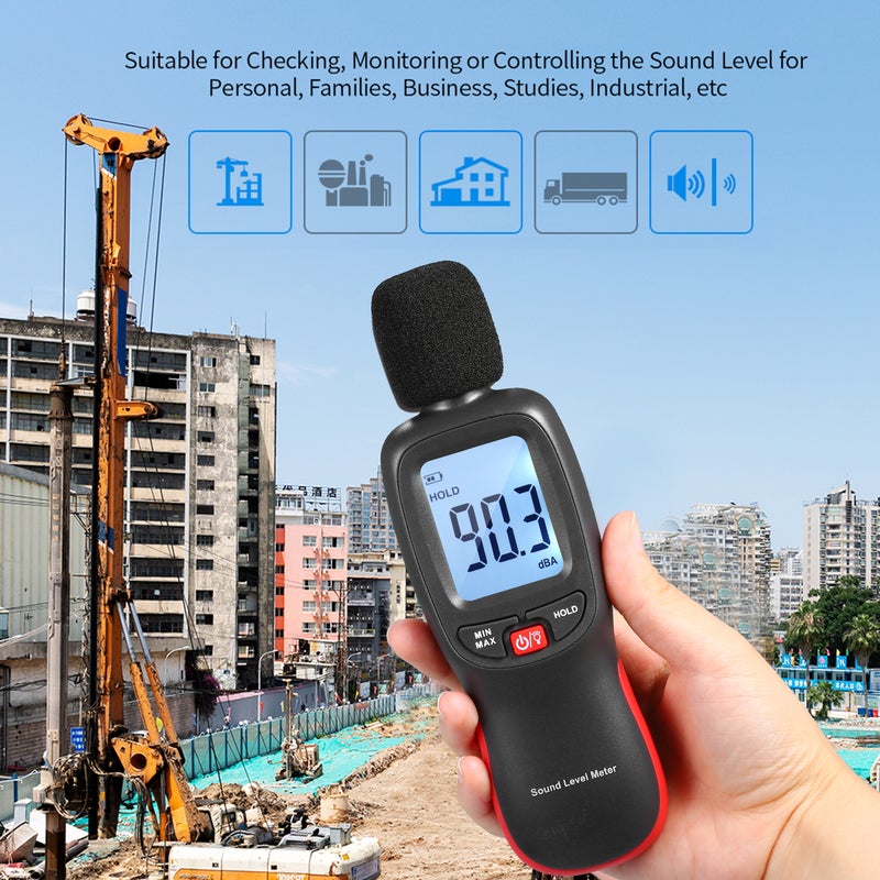 Mini LCD Digital Noisemeter Sound Level Meter 30-130dB Noise Volume Measuring Instrument Decibel Monitoring Tester with Max/Min/Data Hold Mode - Image 3