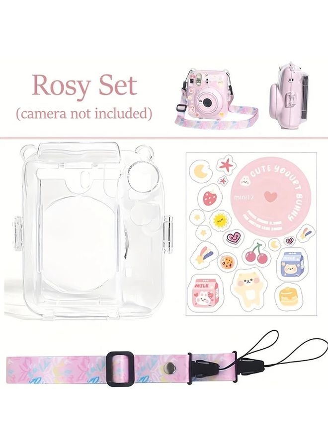 Fujifilm Instax Mini 12 Case Rosy Set With Film Pocket Sticker Decal Adjustable Strap - Image 2
