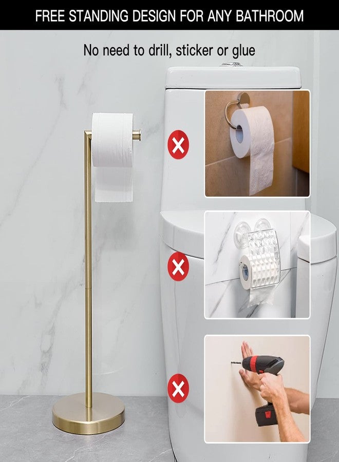 BWE حامل ورق تواليت بوي الذهبي، من الفولاذ المقاوم للصدأ SUS304 بلمسة نهائية ذهبية، حامل ورق تواليت قائم حديث للحمام والمطبخ ودورات المياه مع قاعدة ثقيلة الوزن - Image 5