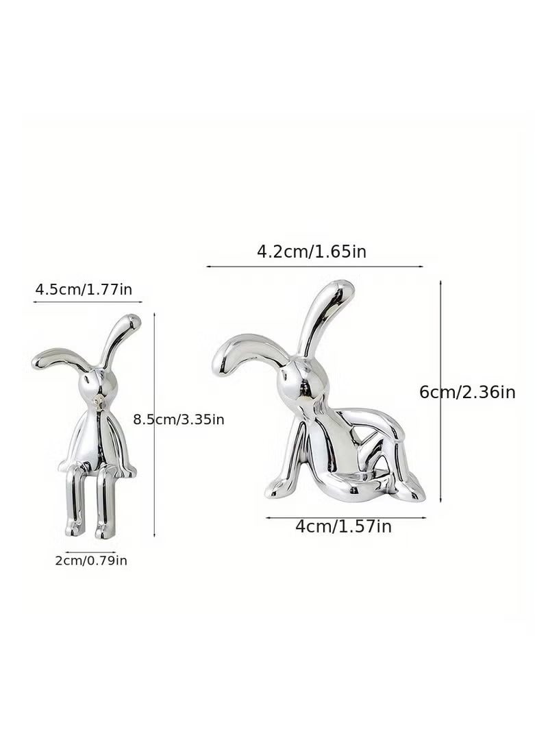 مجموعة من قطعتين من ديكورات السيارة على شكل أرنب جالس غريب الأطوار - تصميم رائع بأرجل طويلة، وديكور وحدة التحكم المركزية، وزخارف داخلية مخصصة لمقصورة سيارة ممتعة ومرحة - Image 4