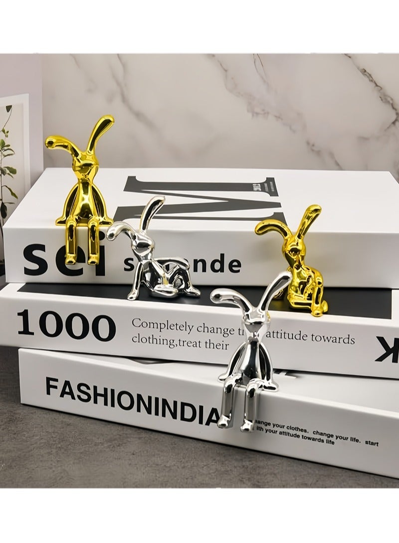 مجموعة من قطعتين من ديكورات السيارة على شكل أرنب جالس غريب الأطوار - تصميم رائع بأرجل طويلة، وديكور وحدة التحكم المركزية، وزخارف داخلية مخصصة لمقصورة سيارة ممتعة ومرحة - Image 3