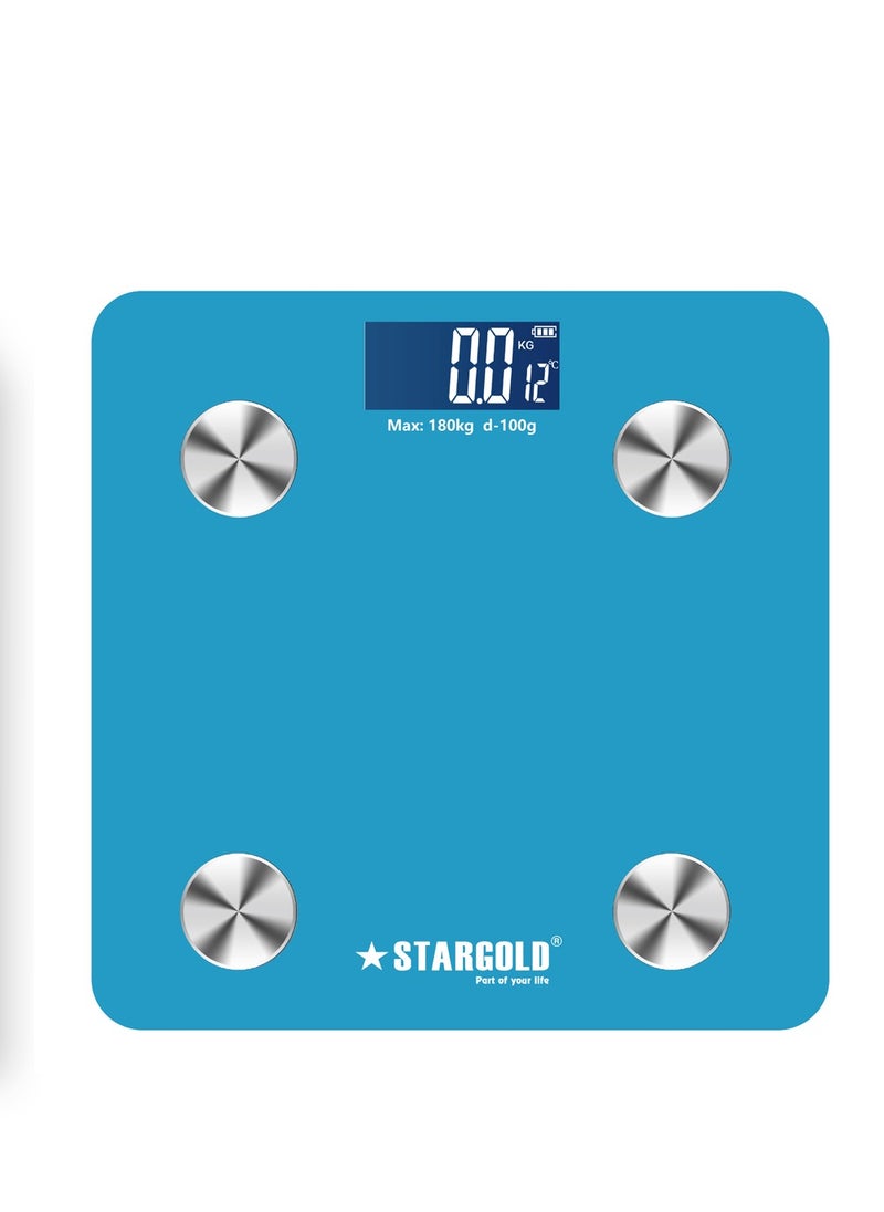 Stargold - Digital Personal Weighing Scale With Bluetooth Connectivity, 180 KG Capacity BMI, Body Fat, Muscle Mass, Water Index, and Metabolic Rate - Image 1