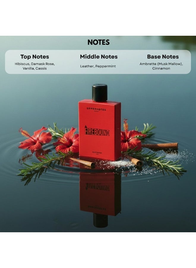 UpperNotes FireBound EDP Unisex Perfume 100ml | Hibiscus Damask Rose Cinnamon Vanilla Leather | Intense Sensual Long Lasting Night Fragrance UAE - Image 4