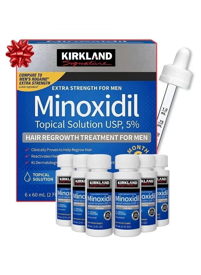 Kirkland Signature 6-Pack Minoxidil Topical Solution Usp, 5% Hair Regrowth Treatment For Men,6 X 60 Ml - Image 1