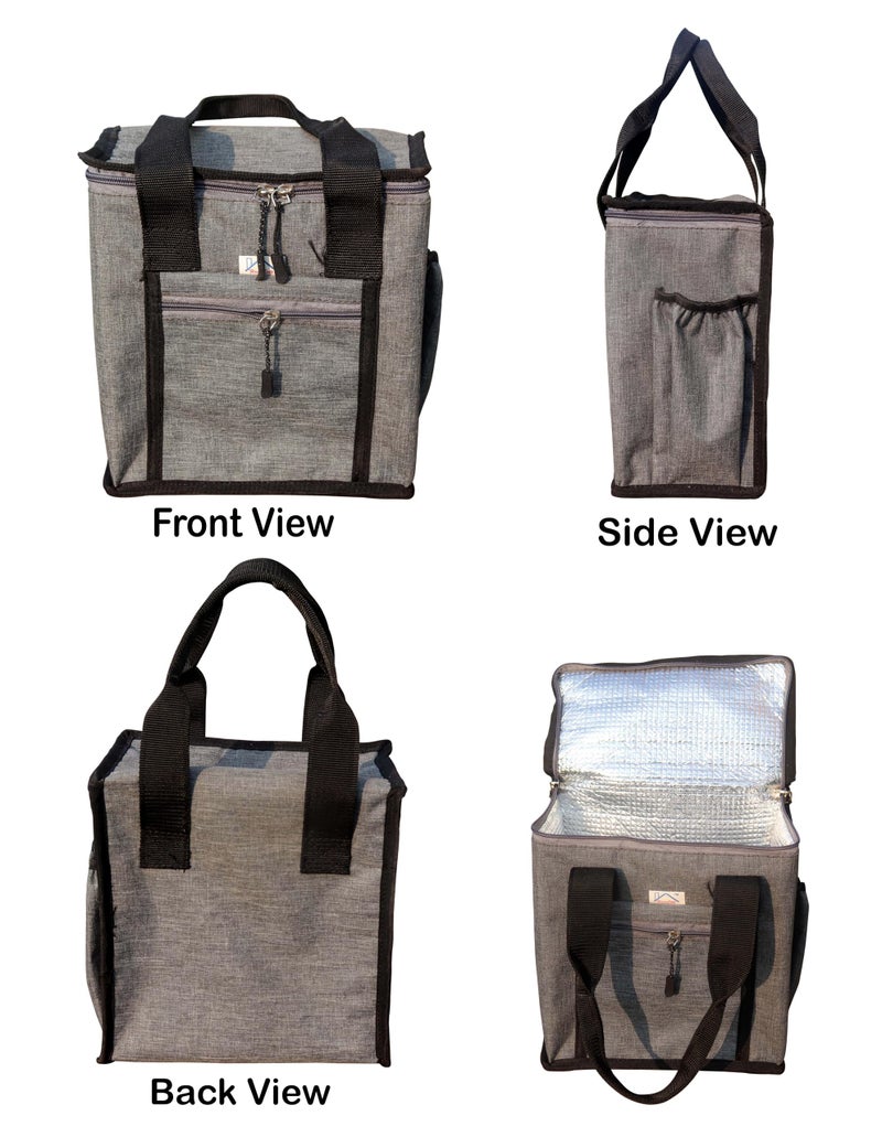 HOMECUTE Thermal Insulated Lunch Bag/Storage Bag/Large Tiffin Bag for Men,Women and Kids,Travel Lunch Pouch Food Storage Bag with Handle,Ideal for Office School College and Picnic (Square Gray) - Image 5