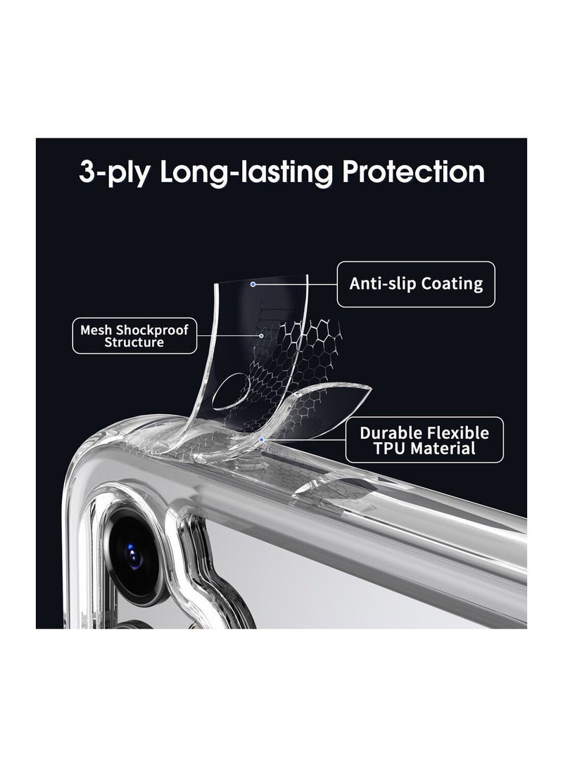 دبليو تيك سلسلة كيس الوسادة الهوائية المتميزة وسادة هوائية شفافة مقاومة للصدمات ومضادة للاصفرار مع غطاء حماية من صفيحة حديد لهاتف سامسونج جالاكسي A25 5G 2023 شفاف - Image 5