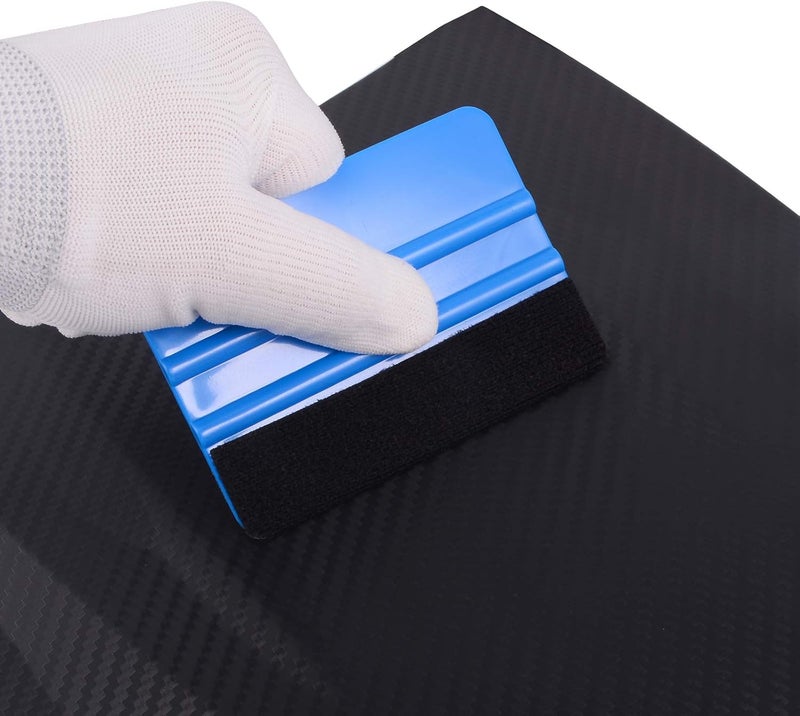 Ehdis 10pcs Vinyl Squeegee 4 Inch Car Vinyl Scraper Decal Applicator Window Tint Wallpaper Smoothing Tool with Black Fabric Felt Edge-Blue - Image 3