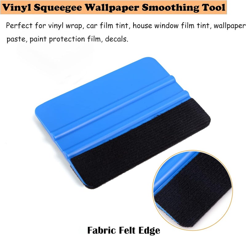 Ehdis 10pcs Vinyl Squeegee 4 Inch Car Vinyl Scraper Decal Applicator Window Tint Wallpaper Smoothing Tool with Black Fabric Felt Edge-Blue - Image 2