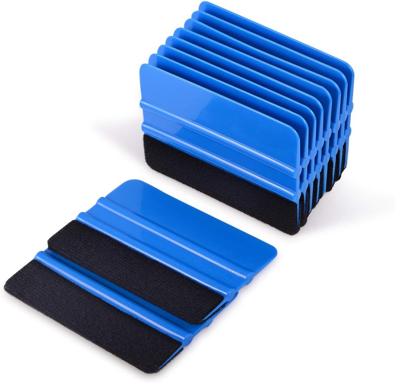 Ehdis 10pcs Vinyl Squeegee 4 Inch Car Vinyl Scraper Decal Applicator Window Tint Wallpaper Smoothing Tool with Black Fabric Felt Edge-Blue - Image 1
