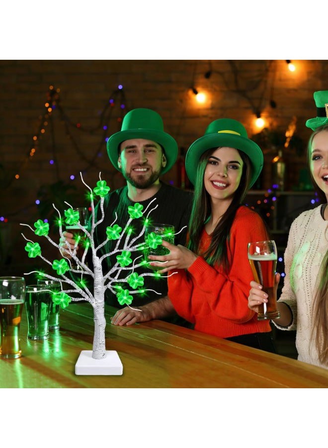 Tirdkid St. Patrick's Day Decorations – 18 Inch Lighted Tabletop Tree with 24 Green Shamrocks & LED Lights, St. Patrick's Day Decor for Home, Table, Office, Indoor Use - Image 3