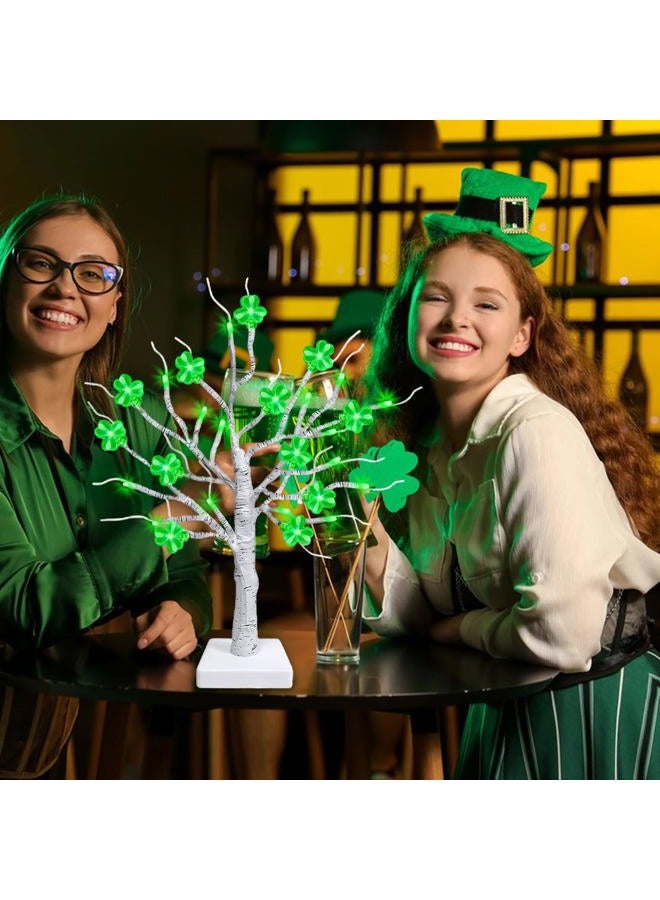 Tirdkid St. Patrick's Day Decorations – 18 Inch Lighted Tabletop Tree with 24 Green Shamrocks & LED Lights, St. Patrick's Day Decor for Home, Table, Office, Indoor Use - Image 4