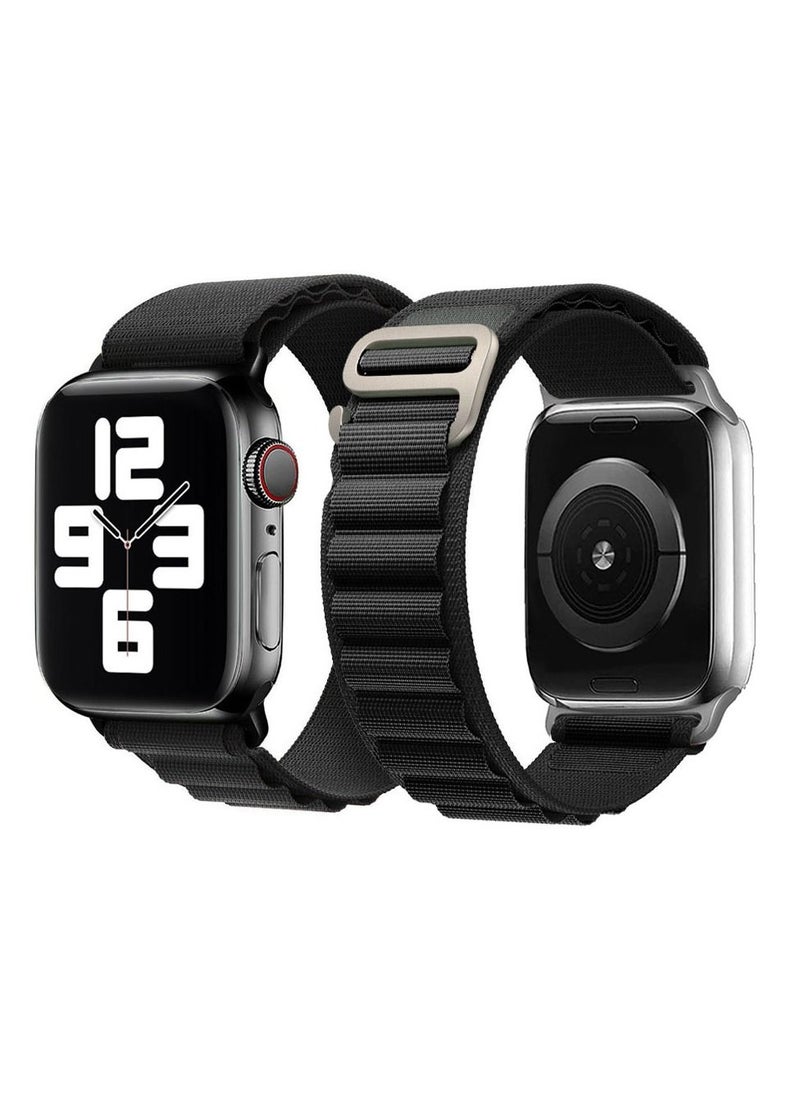 CATANES - Apple Watch Band Alpine Loop Band 38mm 40mm 41mm Women Men Adjustable with Metal G-Hook Strap for iWatch Series 7/SE/6/5/4/3/2/1 Black - Image 1