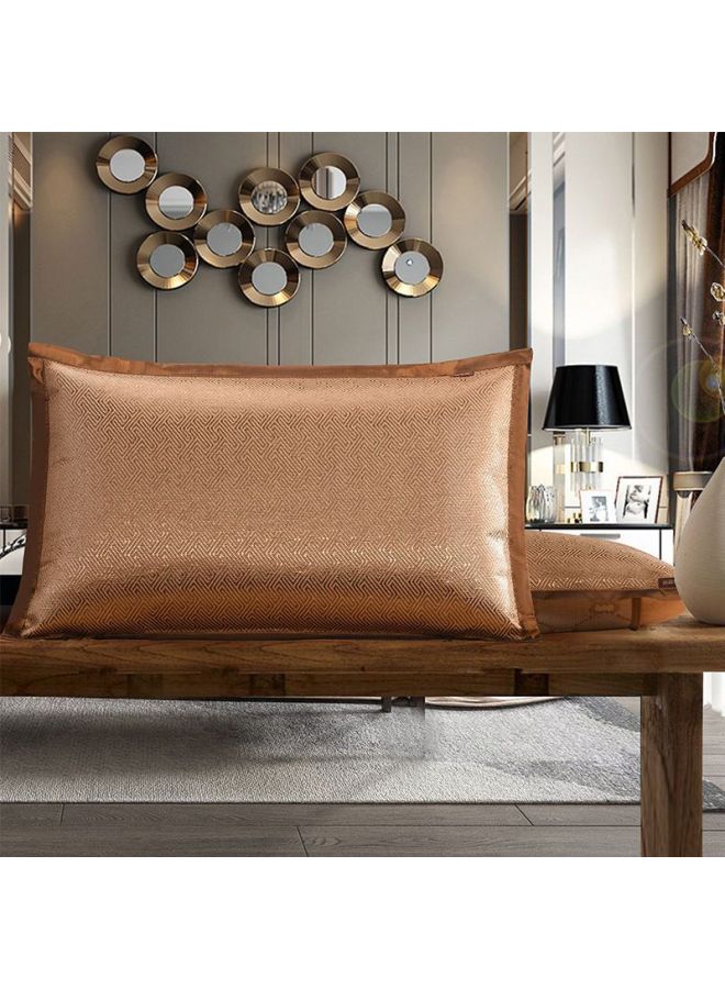 Summer Ice Silk Pillowcase Summer Summer Mat Pillowcase Single Household Student Rattan Pillowcase Cool Adult Pair-Color:Washable Brown Rose 48*74cm-Specifications:Pair Of Pillowcases  - Image 3