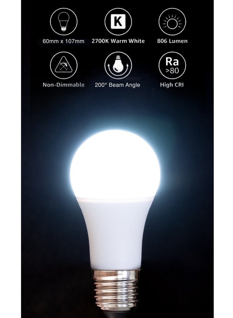 Osram 8W LED Bulb, Warm White 2700K, E27 Base, 806lm Energy-Efficient Lamp - Pack of 10 - Image 3