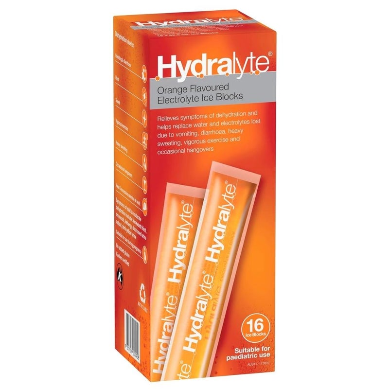 Hydralyte Orange Flavored Ice Blocks 16's - Image 1