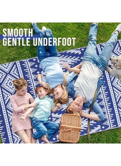 Arabest Durable 5x8 ft Outdoor Rug in Blue & White, Reversible Straw Pattern, Waterproof Patio Carpet for RV, Camping, Balcony & Backyard  - Image 5