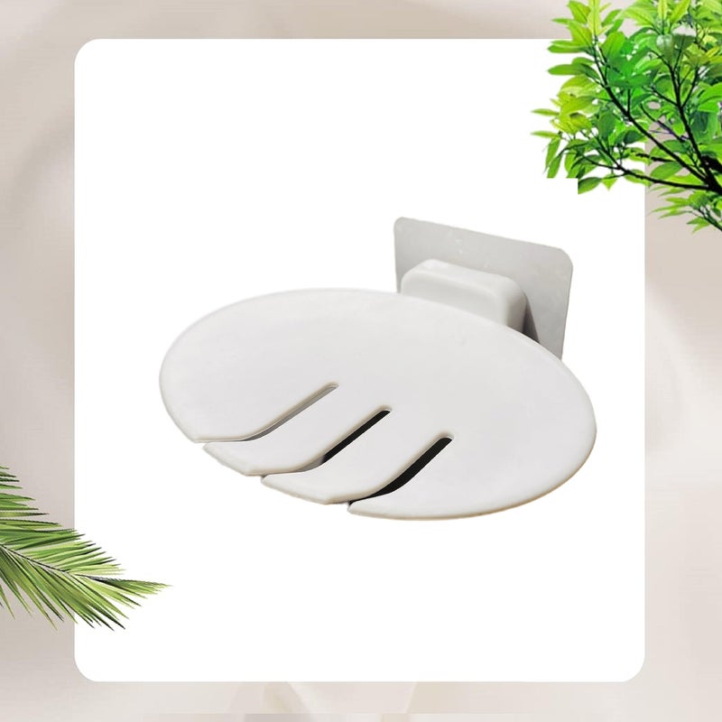 BeeDuck 1PCS White Plastic Wall Mounted Soap Dish Adhesive Sponge Holder No-Drilling Soap Holder Stand for Shower, Bathroom and Kitchen (White SOAP Dish, 1) - Image 2