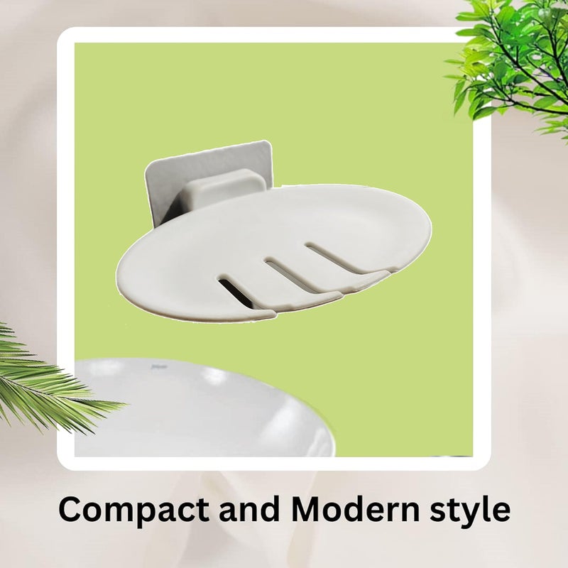 BeeDuck 1PCS White Plastic Wall Mounted Soap Dish Adhesive Sponge Holder No-Drilling Soap Holder Stand for Shower, Bathroom and Kitchen (White SOAP Dish, 1) - Image 3