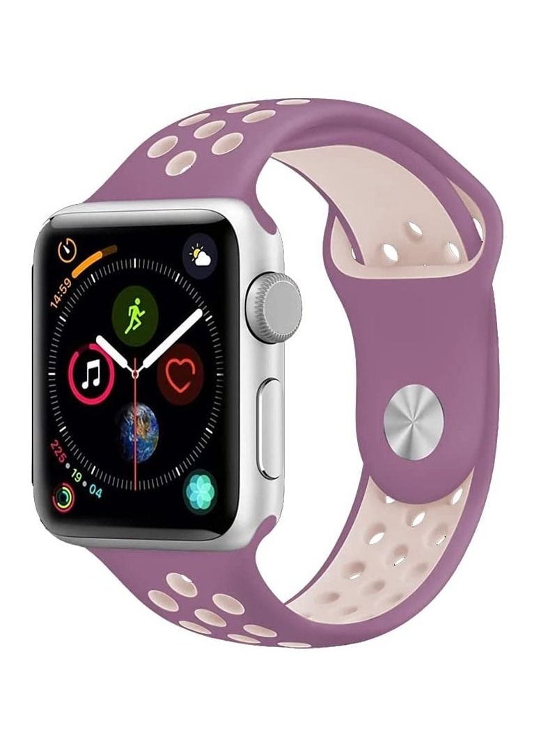 VITION - Sport Band Compatible with Apple Watch Strap Soft Silicone Replacement Wristband for iWatch Series 7/6/5/4/3/2/1/SE Nike+/Sports Edition 45mm/44mm/42mm,purple pink - Image 1