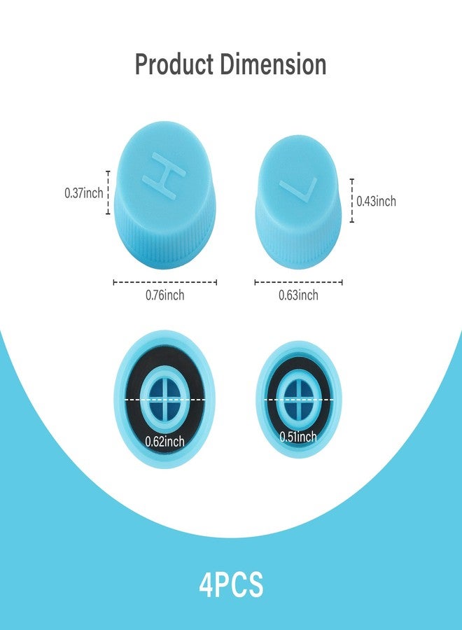 Stacool قطع من أغطية صمامات مكيف هواء السيارة لمنع الغبار، أغطية زرقاء لمنافذ الضغط المنخفض وأغطية الضغط العالي لنظام تكييف الهواء R134a، ملحقات مكيف هواء السيارة للسيارات والشاحنات وسيارات الدفع الرباعي (4 قطع) - Image 2