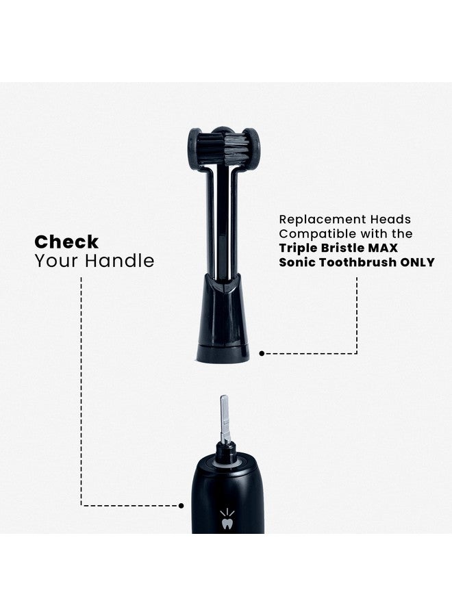 Triple Bristle Compatible With The Triple Bristle Max Only | Triple Bristle Max Replacement Brush Head Refills | Charcoal Infused | Innovative 3 Head Design | Compatible with Triple Bristle Max Only | 2 Pack (Black)  - Image 4