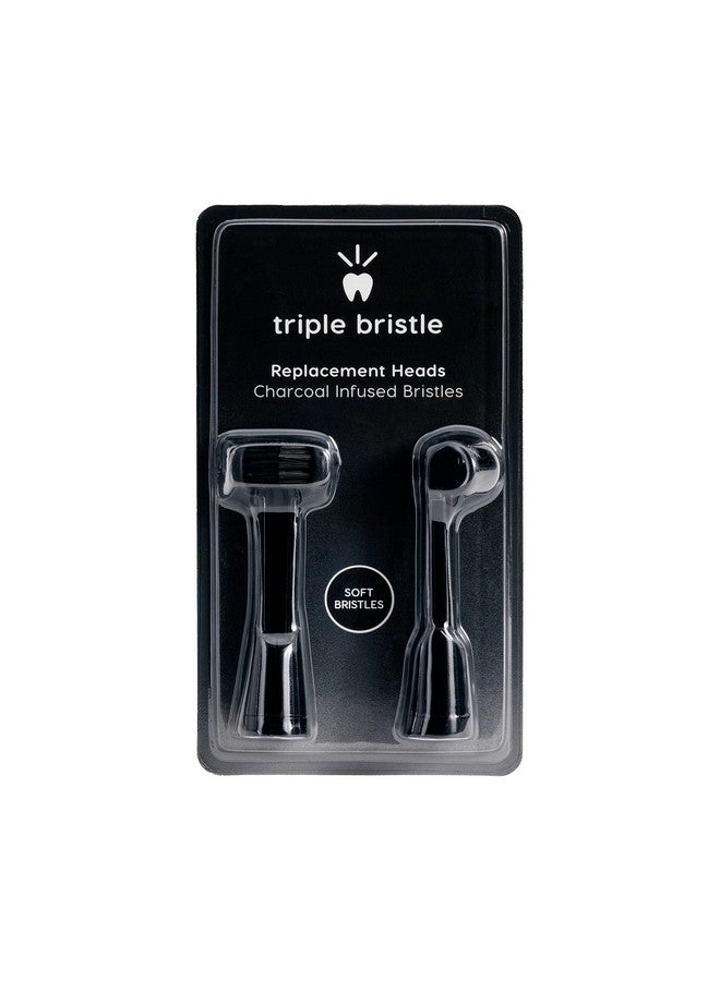 Triple Bristle Compatible With The Triple Bristle Max Only | Triple Bristle Max Replacement Brush Head Refills | Charcoal Infused | Innovative 3 Head Design | Compatible with Triple Bristle Max Only | 2 Pack (Black)  - Image 1
