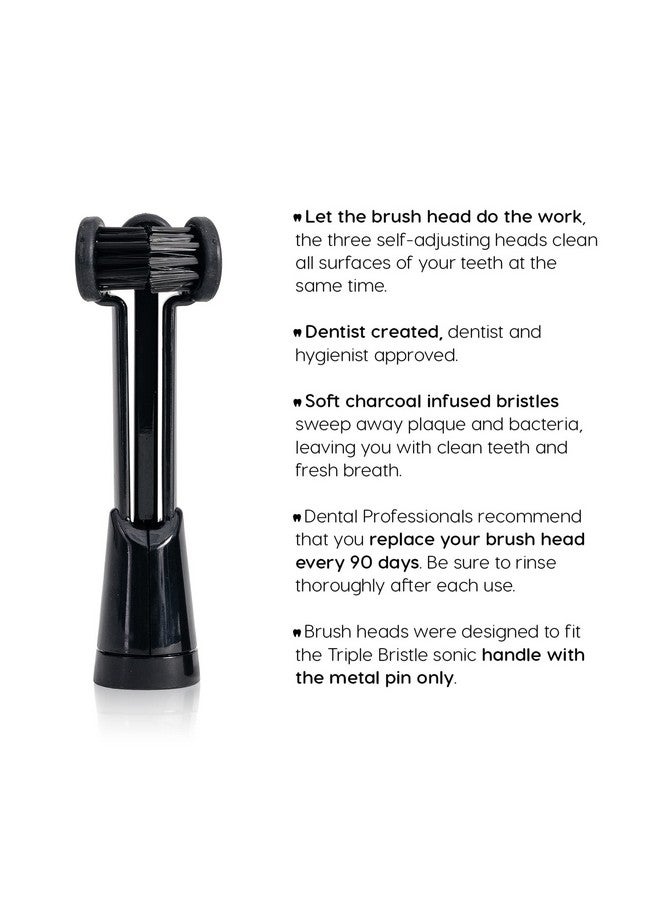 Triple Bristle Compatible With The Triple Bristle Max Only | Triple Bristle Max Replacement Brush Head Refills | Charcoal Infused | Innovative 3 Head Design | Compatible with Triple Bristle Max Only | 2 Pack (Black)  - Image 5