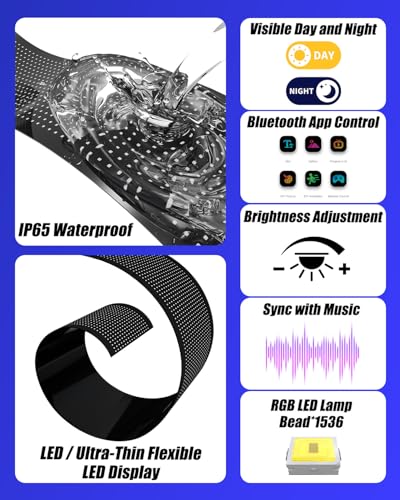 Probapro Devil Eyes Light for Windshield: 35.4"x7.6" LED Eyes Sign with APP & Remote Control - 5V USB Programmable Digital Lighting Display, LED Lights for Trucks - Image 5