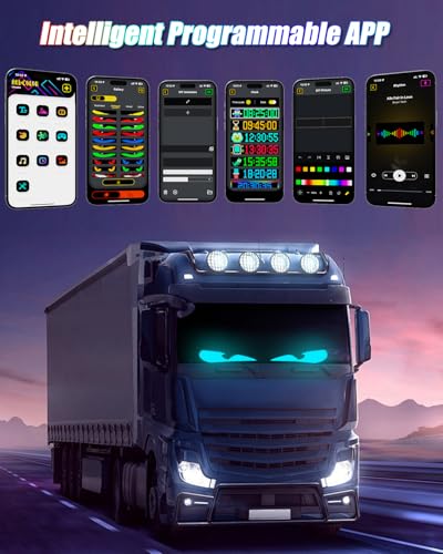 Probapro Devil Eyes Light for Windshield: 35.4"x7.6" LED Eyes Sign with APP & Remote Control - 5V USB Programmable Digital Lighting Display, LED Lights for Trucks - Image 4