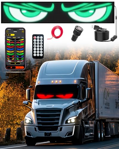Probapro Devil Eyes Light for Windshield: 35.4"x7.6" LED Eyes Sign with APP & Remote Control - 5V USB Programmable Digital Lighting Display, LED Lights for Trucks - Image 1