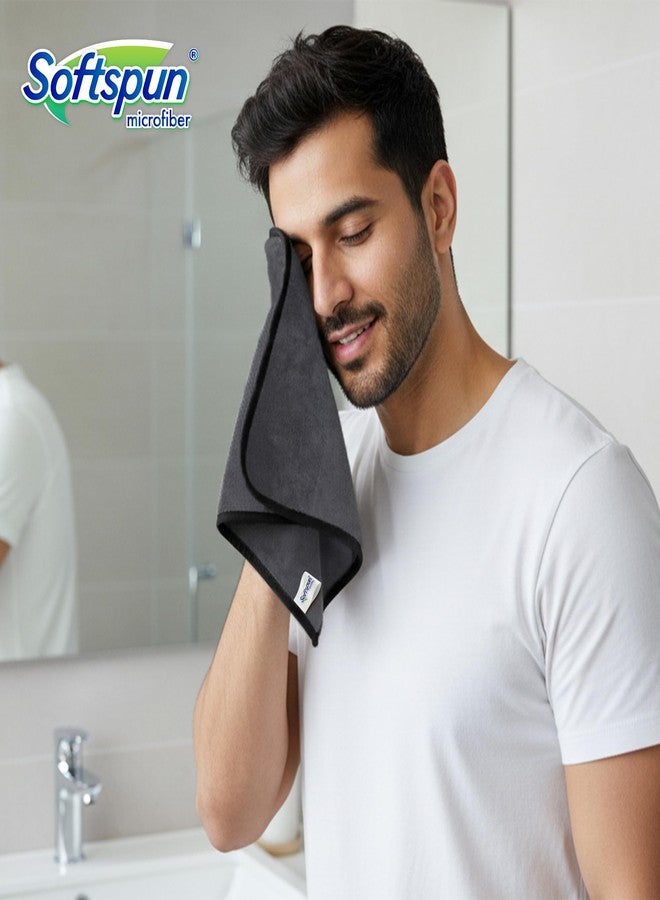 SOFTSPUN Microfiber Hand & Face Wipes 20x30 Cms, 4 Piece Towel Set, 280 GSM (Grey) Super Soft & Silky for Hand, Face and Body - Hypoallergenic Sensitive Skin Wipes & Washcloths. - Image 2