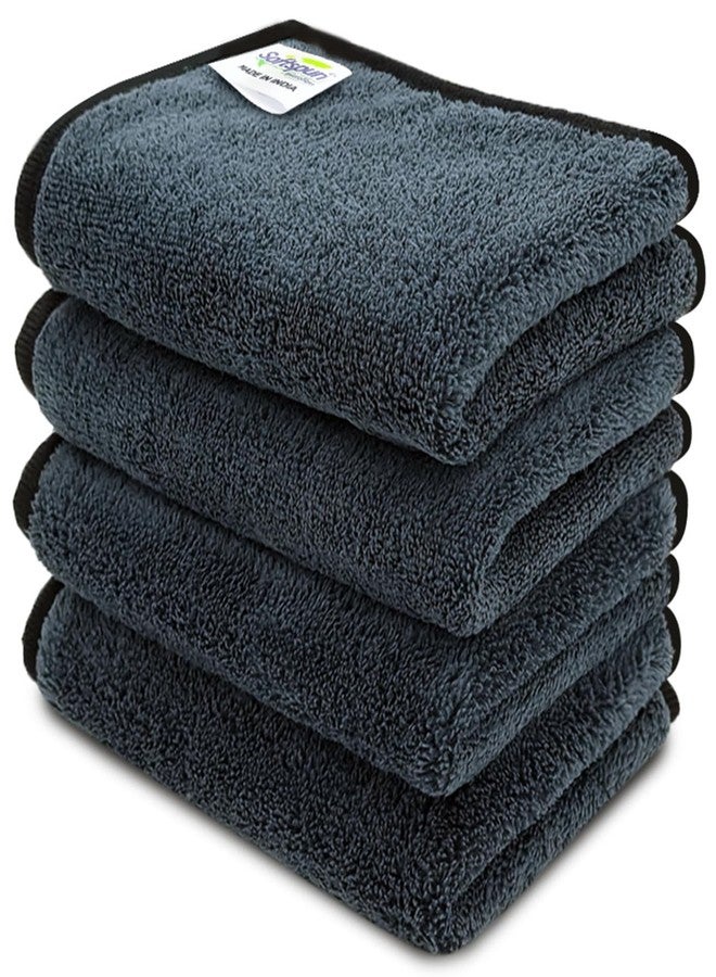 SOFTSPUN Microfiber Hand & Face Wipes 20x30 Cms, 4 Piece Towel Set, 280 GSM (Grey) Super Soft & Silky for Hand, Face and Body - Hypoallergenic Sensitive Skin Wipes & Washcloths. - Image 1