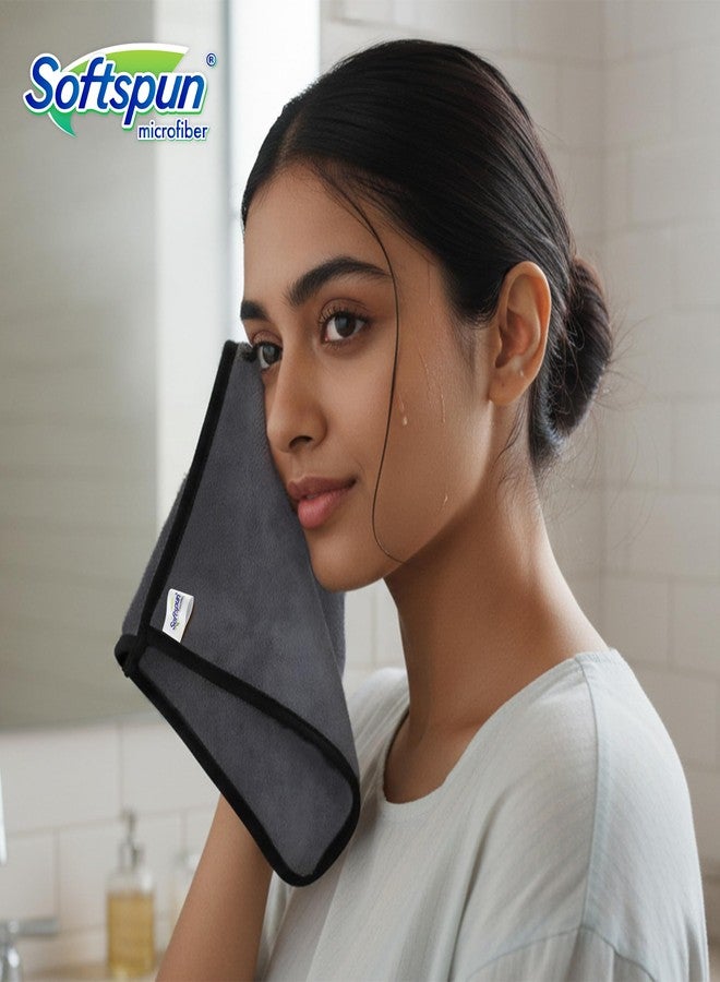 SOFTSPUN Microfiber Hand & Face Wipes 20x30 Cms, 4 Piece Towel Set, 280 GSM (Grey) Super Soft & Silky for Hand, Face and Body - Hypoallergenic Sensitive Skin Wipes & Washcloths. - Image 3