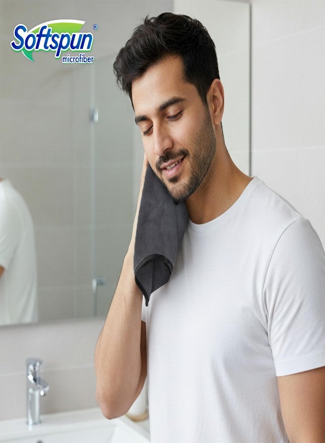 SOFTSPUN Microfiber Hand & Face Wipes 20x30 Cms, 4 Piece Towel Set, 280 GSM (Grey) Super Soft & Silky for Hand, Face and Body - Hypoallergenic Sensitive Skin Wipes & Washcloths. - Image 4