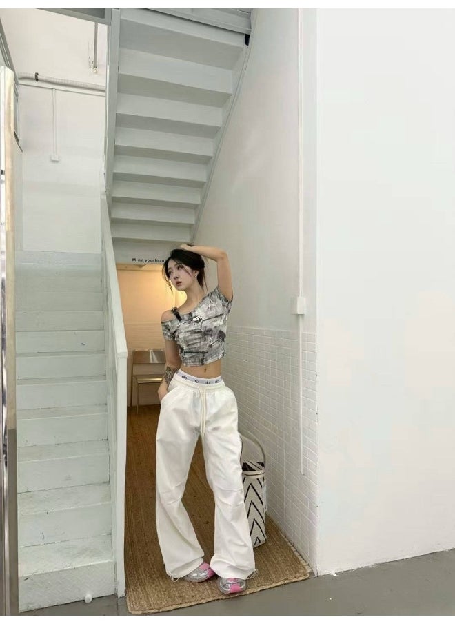 Alo Vintage-Inspired Drawstring Cargo Pants - Casual Slim-Fit Quick-Dry Wide-Leg Trousers